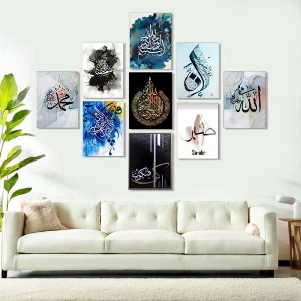 Home decoration item 9 pcs wall art decor photo on wall art canvas art decor for home easy set up with bothside tape